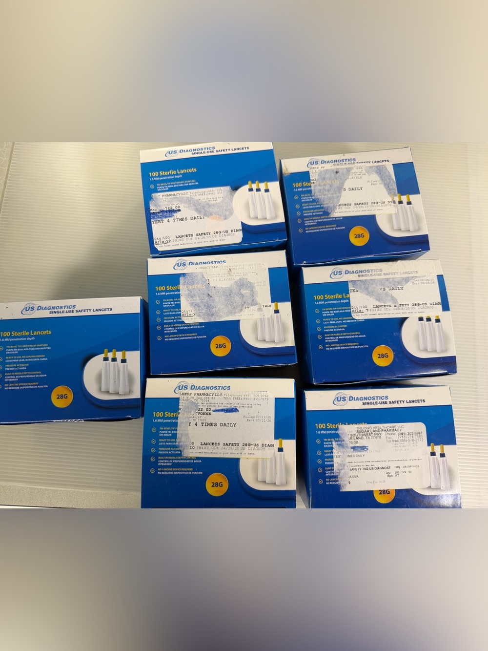 US Diagnostics 28G Sterile Lancets - Blue/White Boxes
